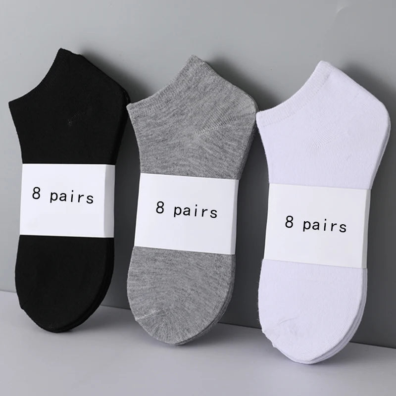 8 Pairs Women/Men Boat Socks Invisible Low Cut Silicone Non-slip Summer No-show Ankle Socks Solid Color Casual Breathable - Endless Supps